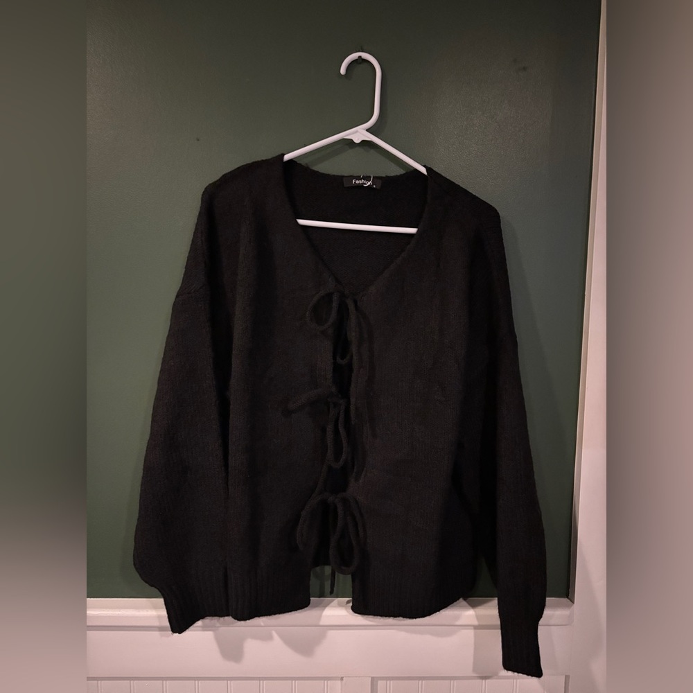 Black Sweater with Tie Details
